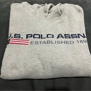 U.S. Polo Assn. Gray Hoodie with Flag Logo